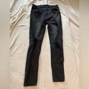 Men black ripped skinny jeans